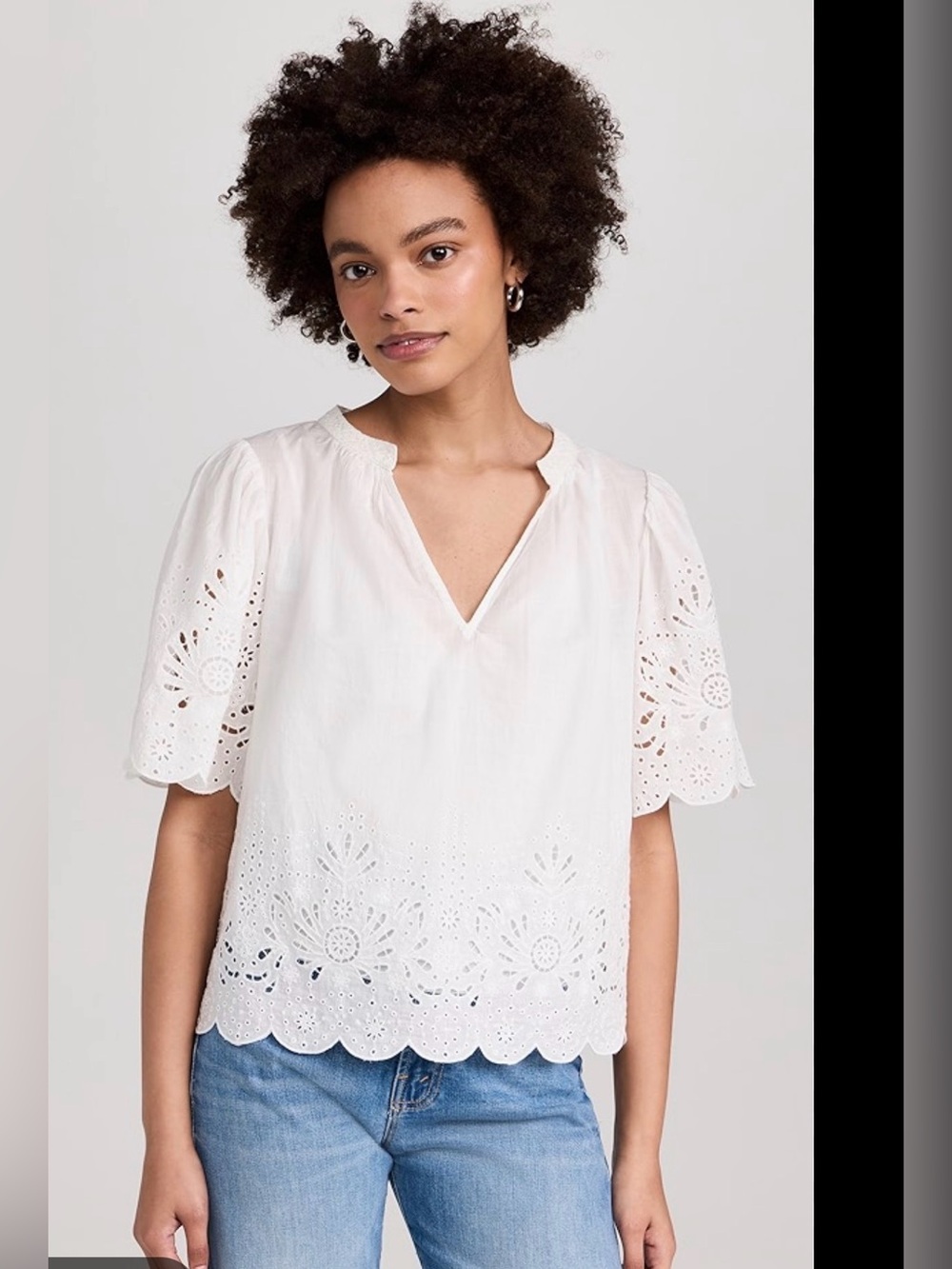 Jennifer and Grace Embroidered White Blouse , Medium